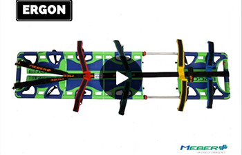 Ergon variable geometry comfort scoop stretcher: X-FIX belt restraint system